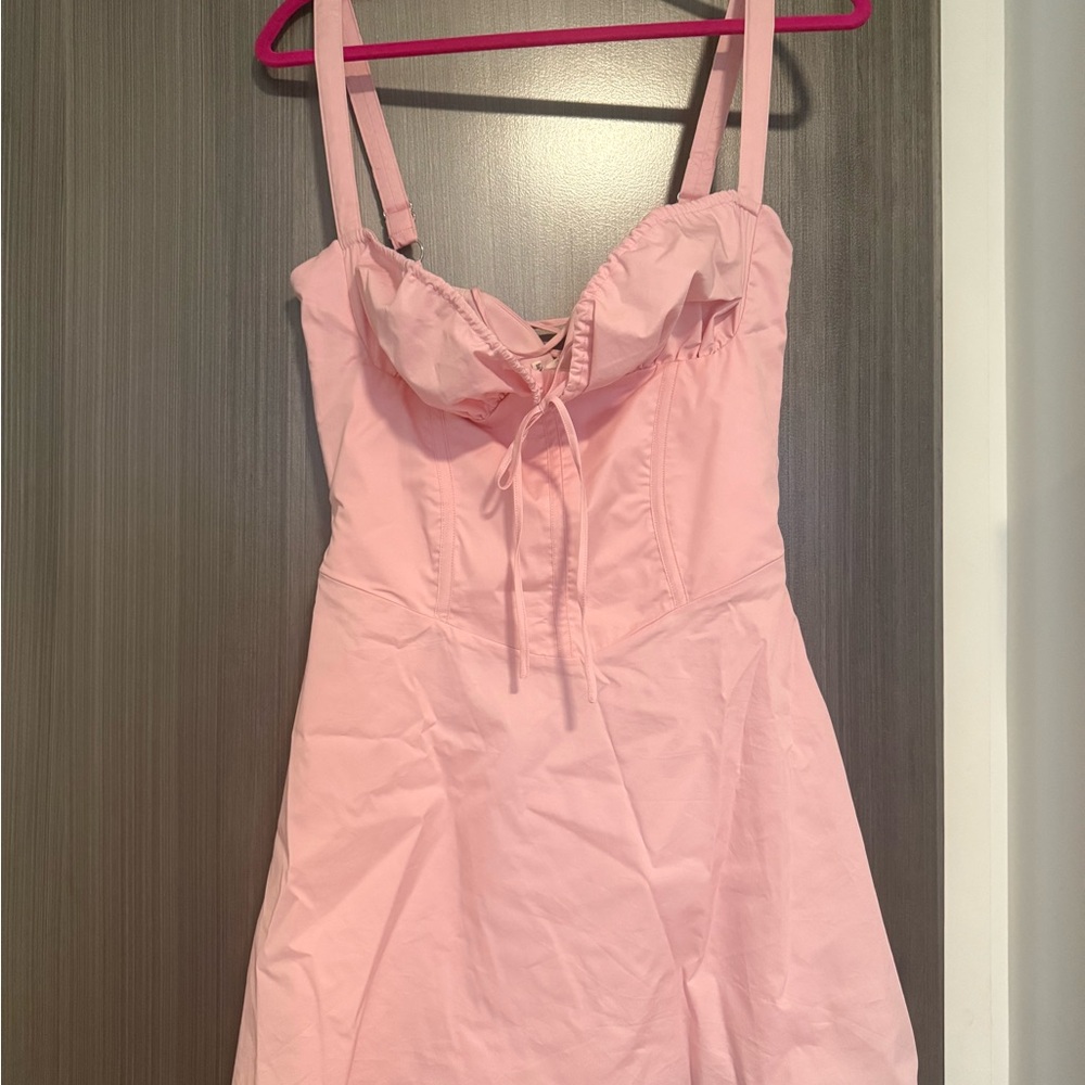 NWT House of CB Large Pink Sweetheart Lace-Up Mini Dress